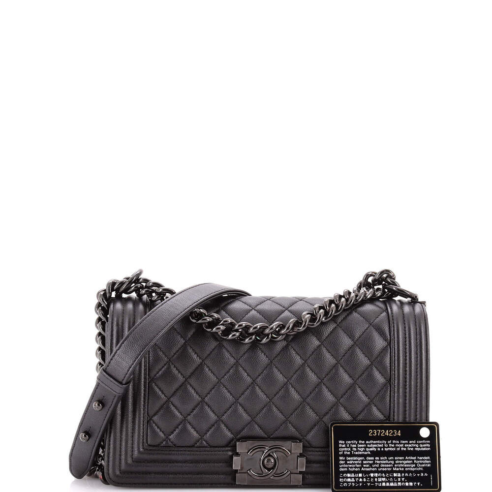 Chanel Old Medium So Black Boy Flap Bag Quilted Caviar - Picture 2 of 7